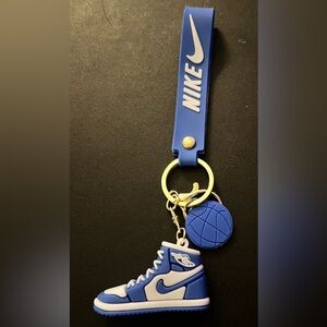 Nike Blue and White Sneaker Keychain with Basketball Charm